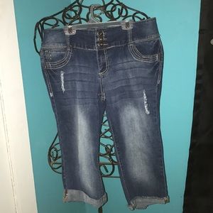 High Waisted Denim Capris from Rue 21